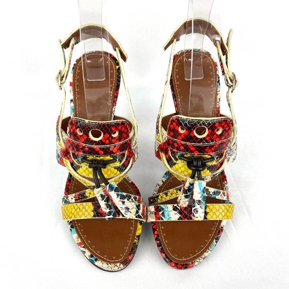 Proenza Schouler Sandals High Heels Strappy Multicolor Snakeskin Leather 7 - Picture 3 of 9